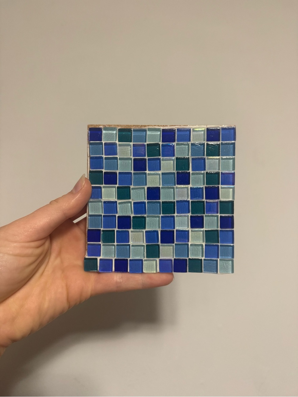 Homemade Mosaic Coaster
Different Shades of Blue
